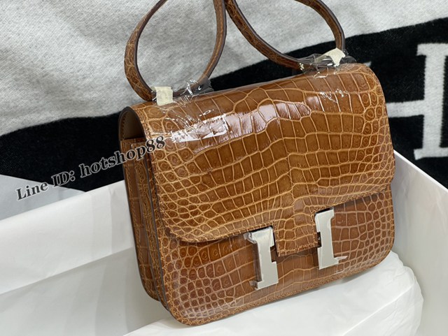 Hermes專櫃經典款Constance女包 愛馬仕康康19CM鱷魚皮手袋 zhh1208
